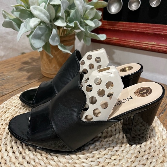 🖤 Noblez Black Patent Slide Heels – Size 39 - Picture 4 of 11
